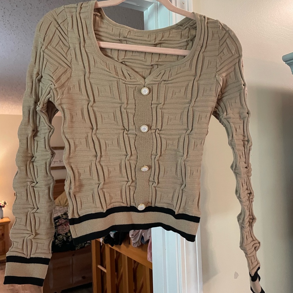 SHEIN medium tan sweater.